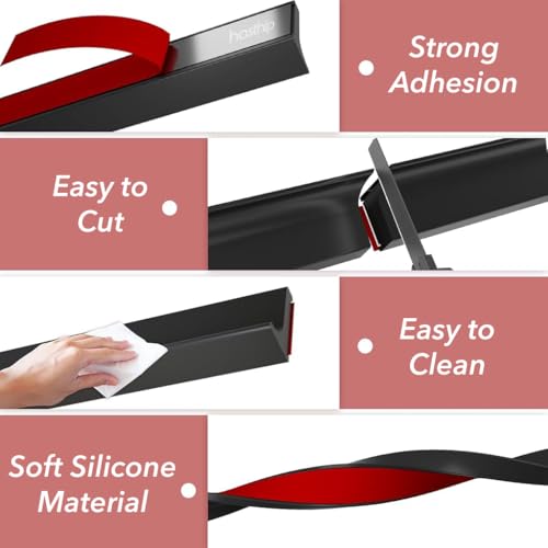 HASTHIP® 39 Inches Shower Threshold Water Dam Flexible Shower Water Guard Blocker Self-Adhesive Silicone Shower Water Dam Shower Splash Guard for Kitchen Countertop Sink, Cooktop, Bathroom Tub 3 PCS HASTHIP® 39 Inches Shower Threshold Water Dam Flexible Shower Water Guard Blocker Self-Adhesive Silicone Shower Water Dam Shower Splash Guard for Kitchen Countertop Sink, Cooktop, Bathroom Tub 3 PCS